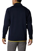 Columbia Michigan Wolverines Mens Blue Canyon Point Sweater Fleece Long Sleeve Qtr Zip Pullover