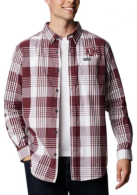 Columbia Texas A&M Aggies Mens Maroon Rapid Rivers Long Sleeve Dress Shirt
