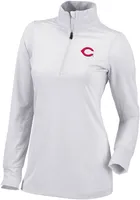 Columbia Cincinnati Reds Womens White Bay 1/4 Zip Pullover