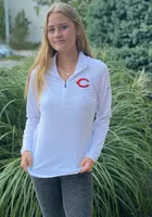 Columbia Cincinnati Reds Womens White Bay 1/4 Zip Pullover