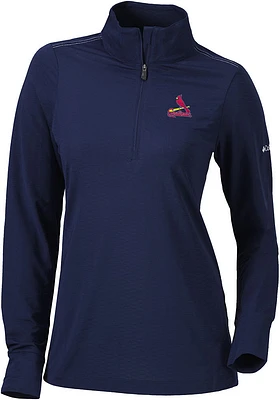 Columbia St Louis Cardinals Womens Navy Blue Bay Qtr Zip Pullover