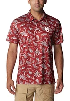 Columbia Oklahoma Sooners Mens Crimson Super Terminal Tackle Short Sleeve Polo