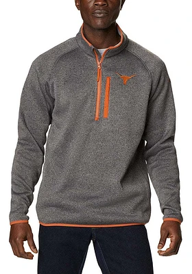 Columbia Texas Longhorns Mens Charcoal Canyon Point Sweater Fleece Long Sleeve Qtr Zip Pullover