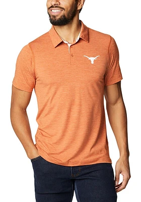 Columbia Texas Longhorns Mens Burnt Orange Tech Trail Short Sleeve Polo
