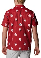 Columbia Oklahoma Sooners Mens Crimson Super Slack Tide Short Sleeve Dress Shirt