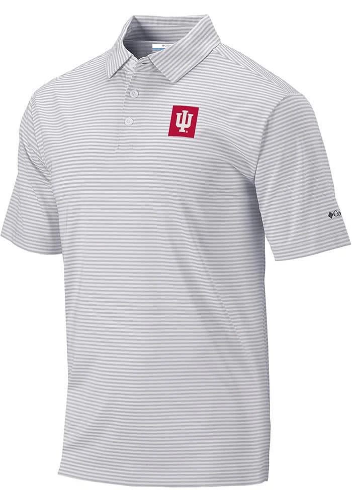 Columbia Indiana Hoosiers Mens Grey Club Invite Short Sleeve Polo