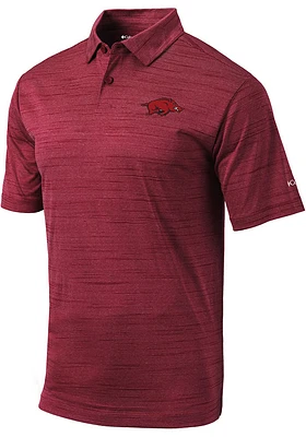 Columbia Arkansas Razorbacks Mens Red Set Short Sleeve Polo