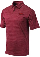 Columbia Arkansas Razorbacks Mens Red Set Short Sleeve Polo