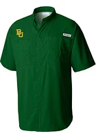 Columbia Baylor Bears Mens Green Tamiami Short Sleeve Dress Shirt