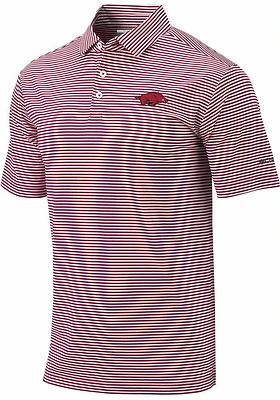 Columbia Arkansas Razorbacks Mens Red Invite Short Sleeve Polo
