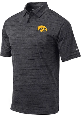 Columbia Iowa Hawkeyes Mens Black Set Short Sleeve Polo
