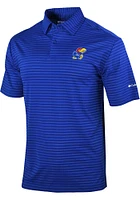 Columbia Kansas Jayhawks Mens Blue Smooth Role Short Sleeve Polo