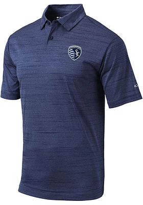 Columbia Sporting Kansas City Mens Navy Blue Set Short Sleeve Polo