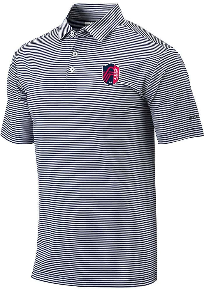 Columbia St Louis City SC Mens Navy Blue Club Invite Short Sleeve Polo