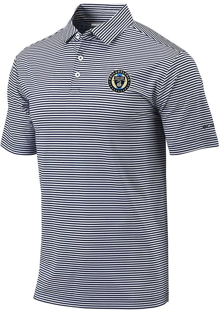 Columbia Philadelphia Union Mens Navy Blue Club Invite Short Sleeve Polo