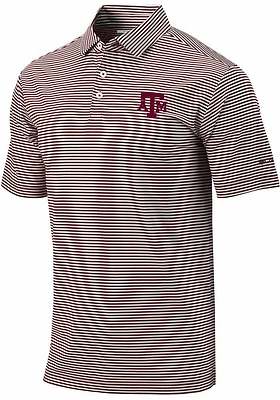 Columbia Texas A&M Aggies Mens Maroon Club Invite Stripe Short Sleeve Polo