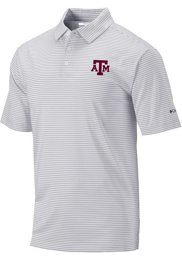 Columbia Texas A&M Aggies Mens Grey Club Invite Short Sleeve Polo
