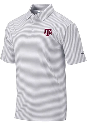 Columbia Texas A&M Aggies Mens Grey Club Invite Short Sleeve Polo