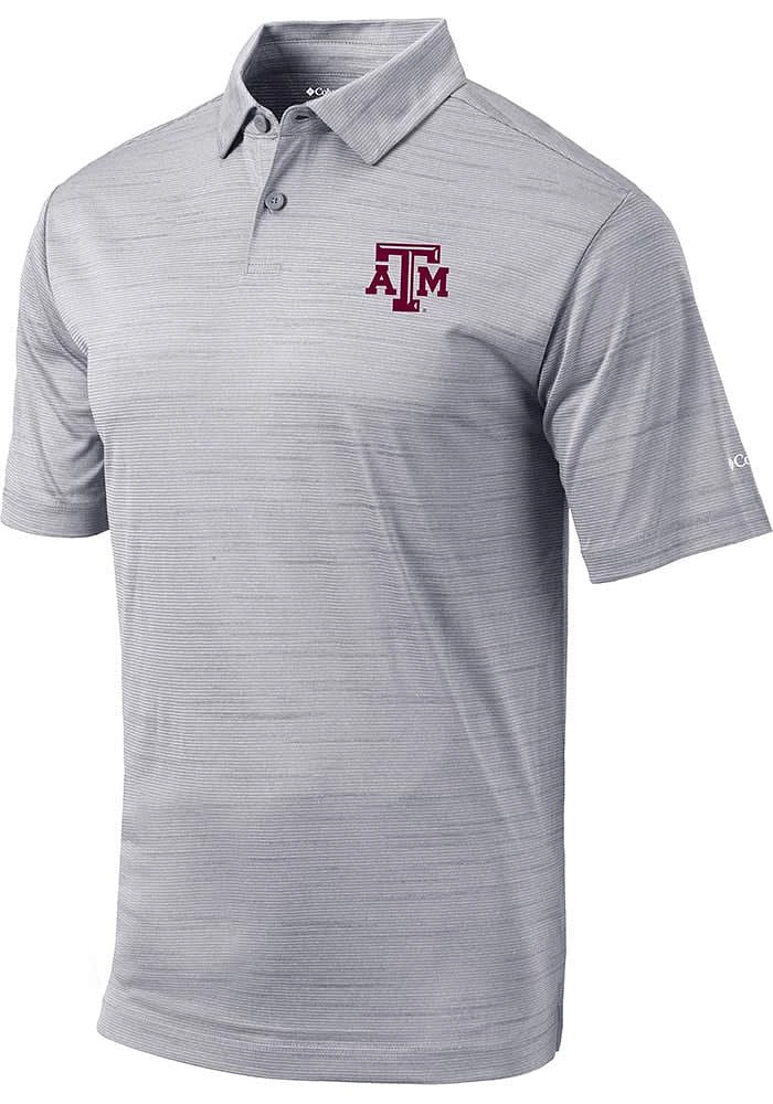 Columbia Texas A&M Aggies Mens Grey Set Short Sleeve Polo