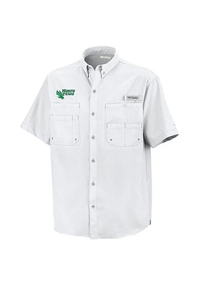 Columbia North Texas Mean Green Mens White Tamiami Short Sleeve Dress Shirt