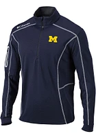 Columbia Michigan Wolverines Mens Blue Shotgun Long Sleeve Qtr Zip Pullover