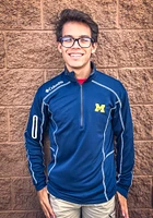 Columbia Michigan Wolverines Mens Blue Shotgun Long Sleeve Qtr Zip Pullover