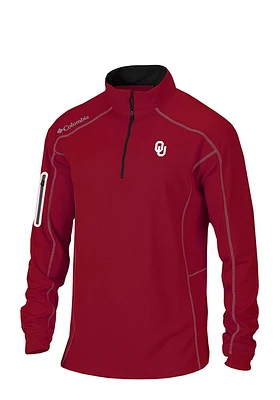 Columbia Oklahoma Sooners Mens Crimson Shotgun Long Sleeve Qtr Zip Pullover