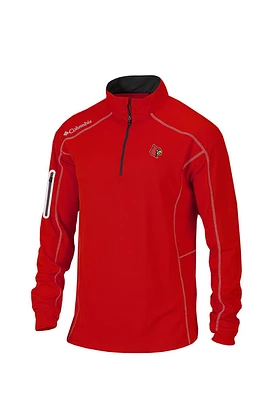 Columbia Louisville Cardinals Mens Red Shotgun Long Sleeve Qtr Zip Pullover