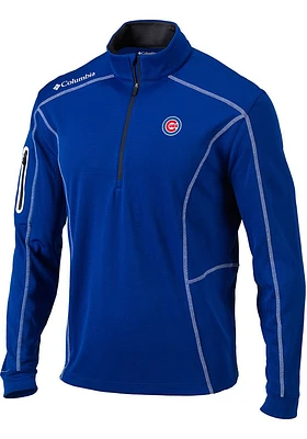Columbia Chicago Cubs Mens Blue Shotgun Long Sleeve Qtr Zip Pullover