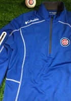 Columbia Chicago Cubs Mens Blue Shotgun Long Sleeve Qtr Zip Pullover