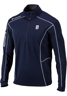 Columbia Detroit Tigers Mens Navy Blue Shotgun Long Sleeve Qtr Zip Pullover