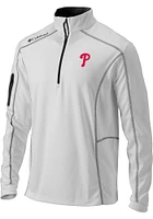 Columbia Philadelphia Phillies Mens Shotgun Long Sleeve Qtr Zip Pullover