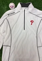 Columbia Philadelphia Phillies Mens Shotgun Long Sleeve Qtr Zip Pullover