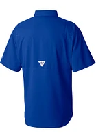 Columbia Chicago Cubs Mens Blue Tamiami Short Sleeve Dress Shirt