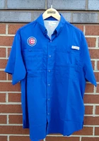 Columbia Chicago Cubs Mens Blue Tamiami Short Sleeve Dress Shirt