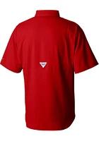 Columbia Cleveland Guardians Mens Red Tamiami Short Sleeve Dress Shirt
