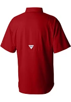 Columbia Texas Rangers Mens Red Tamiami Short Sleeve Dress Shirt