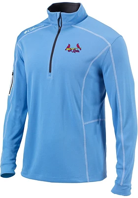 Columbia St Louis Cardinals Mens Light Blue Shotgun Long Sleeve Qtr Zip Pullover
