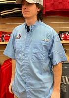 Columbia St Louis Cardinals Mens Light Blue Tamiami Short Sleeve Dress Shirt
