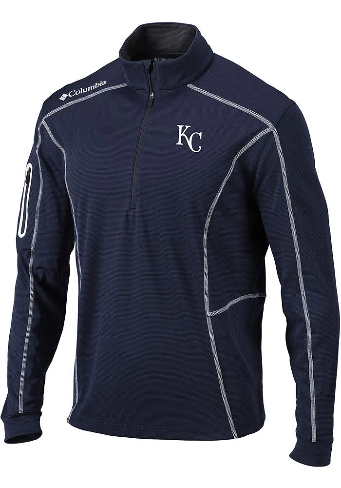 Columbia Kansas City Royals Mens Navy Blue Omni-Wick Shotgun Long Sleeve Qtr Zip Pullover