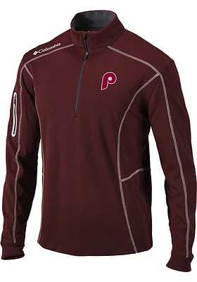 Columbia Philadelphia Phillies Mens Maroon Omni-Wick Shotgun Long Sleeve Qtr Zip Pullover