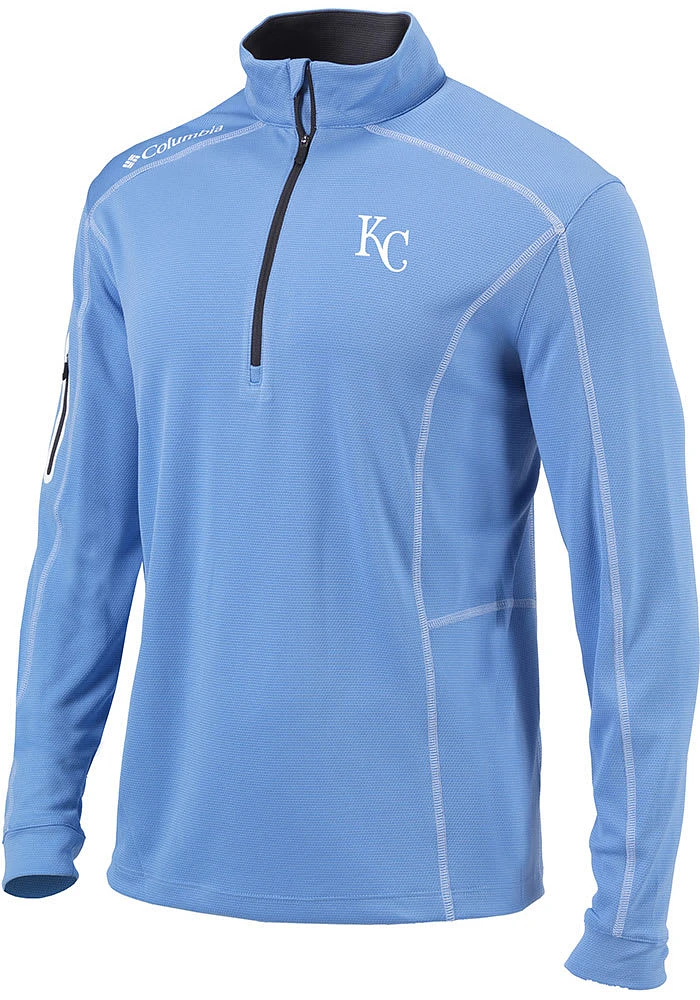 Columbia Kansas City Royals Mens Light Blue Shotgun Long Sleeve Qtr Zip Pullover