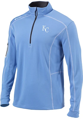 Columbia Kansas City Royals Mens Light Blue Shotgun Long Sleeve Qtr Zip Pullover