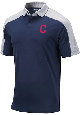 Columbia Cleveland Guardians Mens Navy Blue Bracket Short Sleeve Polo