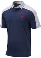 Columbia Cleveland Guardians Mens Navy Blue Bracket Short Sleeve Polo