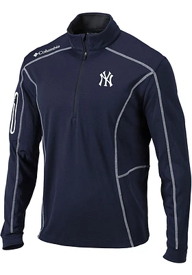 Columbia New York Yankees Mens Navy Blue Omni-Wick Shotgun Long Sleeve Qtr Zip Pullover