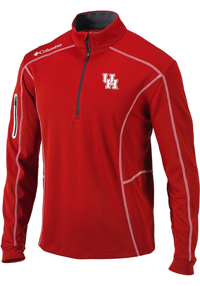 Columbia Houston Cougars Mens Red Shotgun Long Sleeve Qtr Zip Pullover