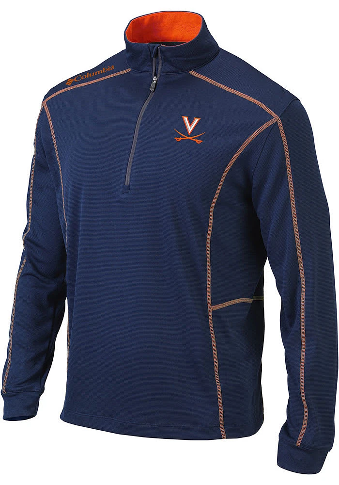 Columbia Virginia Cavaliers Mens Navy Blue Shotgun Long Sleeve Qtr Zip Pullover
