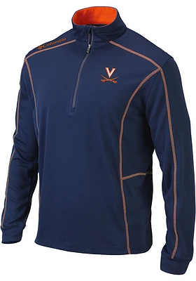 Columbia Virginia Cavaliers Mens Navy Blue Shotgun Long Sleeve Qtr Zip Pullover