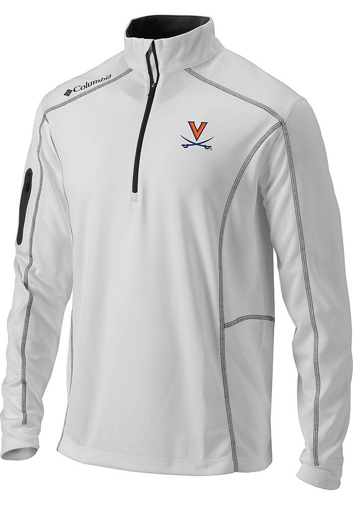 Columbia Virginia Cavaliers Mens White Shotgun Long Sleeve Qtr Zip Pullover